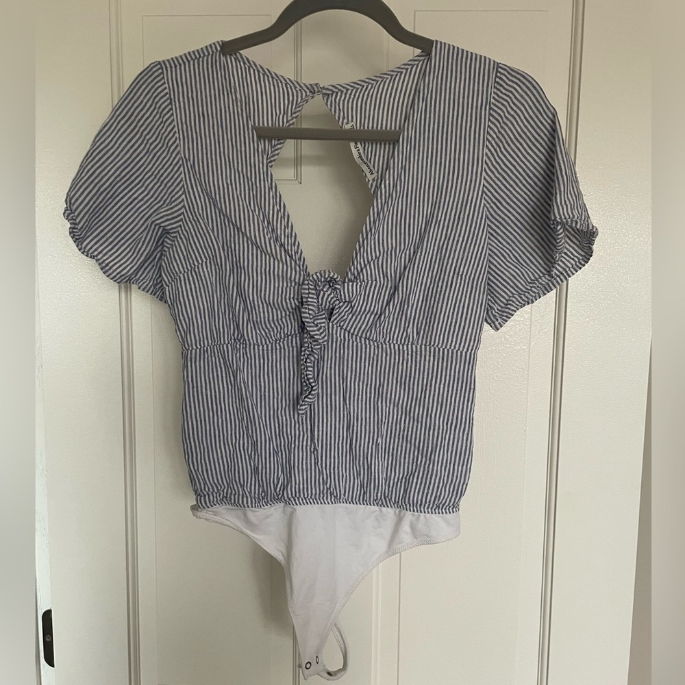 Abercrombie & Fitch Blue and White Striped Bodysuit